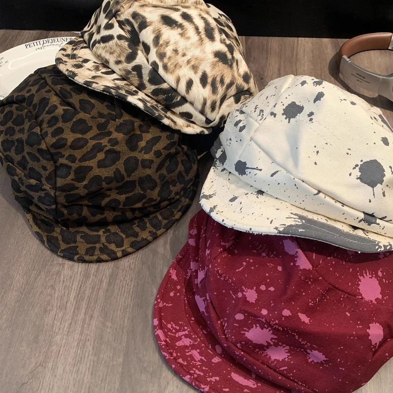 Irregular Ink Splashing Print Berets for Women Spring and Autumn Travel Versatile Casual Show Face Small Retro sboy Hat 251023