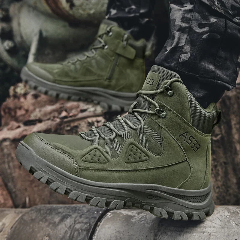 Basic Boots Men Tactical Boots Tactical Desert Combat Boots Work Safety Shoe Snow Leather Winter Zip Outdoor Casual Sneakers 251021