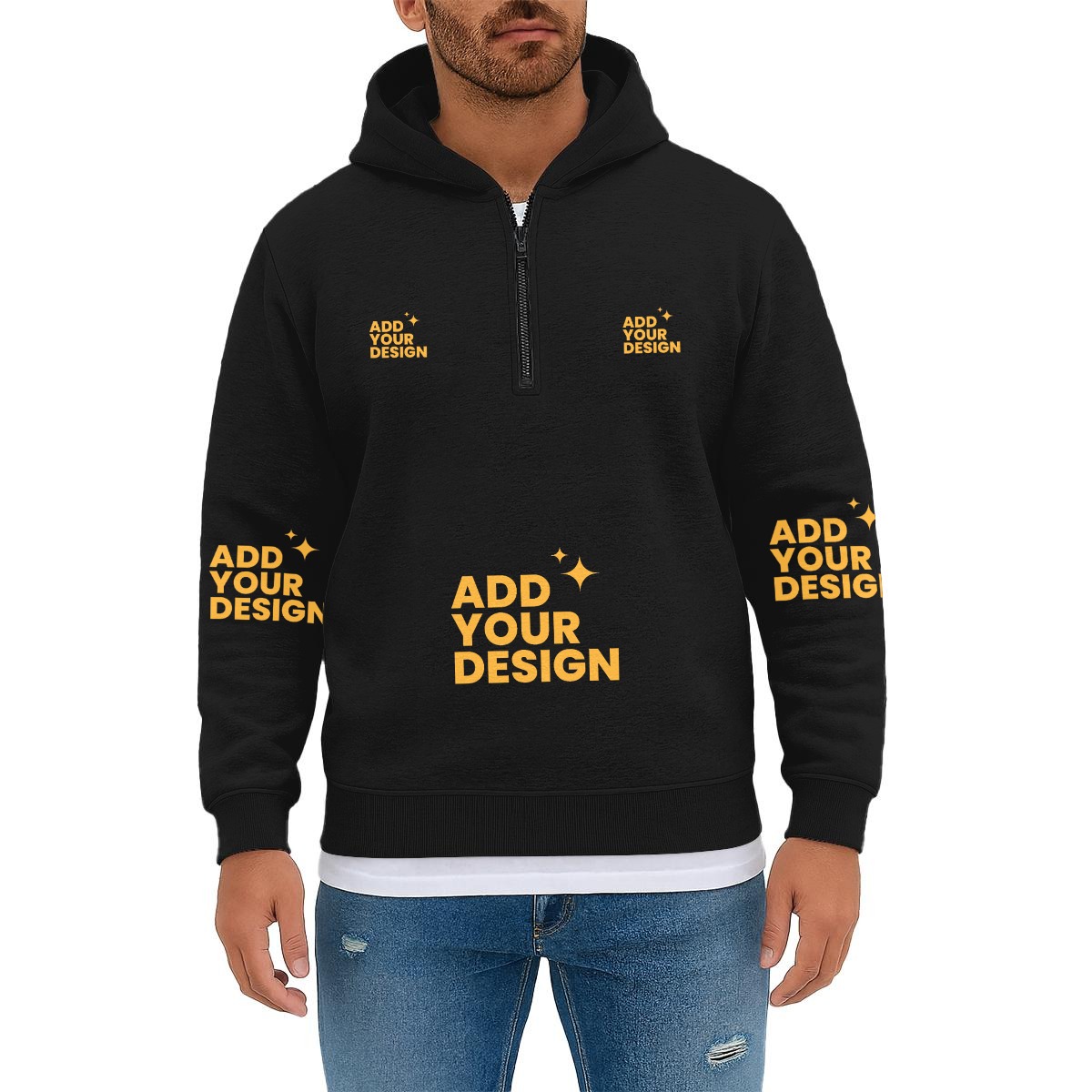 DHgatepod Men's Performance Half-Zip Pullover - DTF Print 100% Polyester Athletic Top for Workouts & Casual Wear