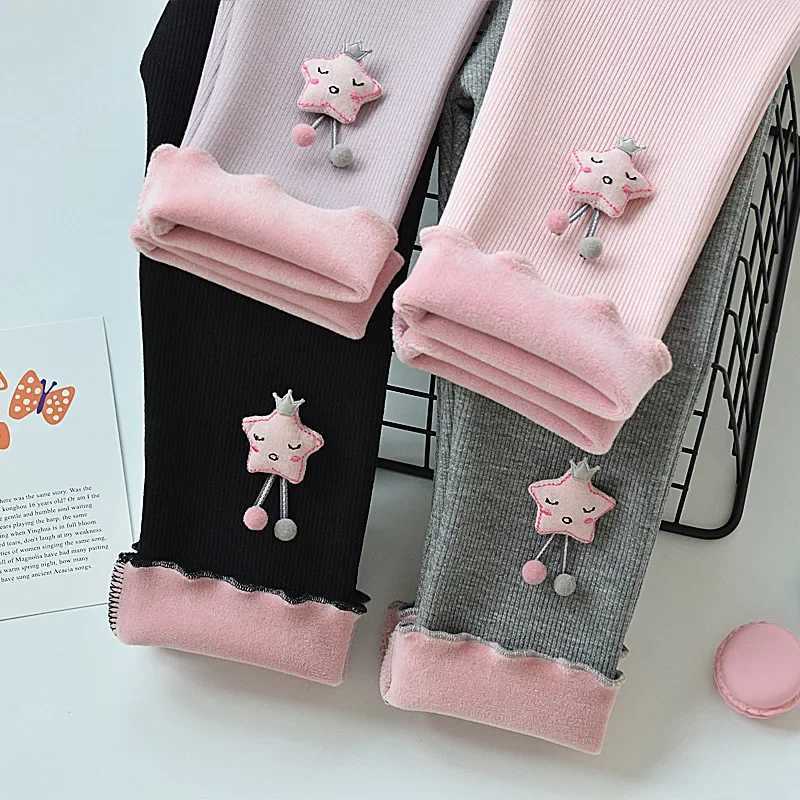 Kids Leggings Decorate Girls Leggings with Fivepointed Stars Fleece and Thick Pants for Children Leggins for Kids GirlT251024