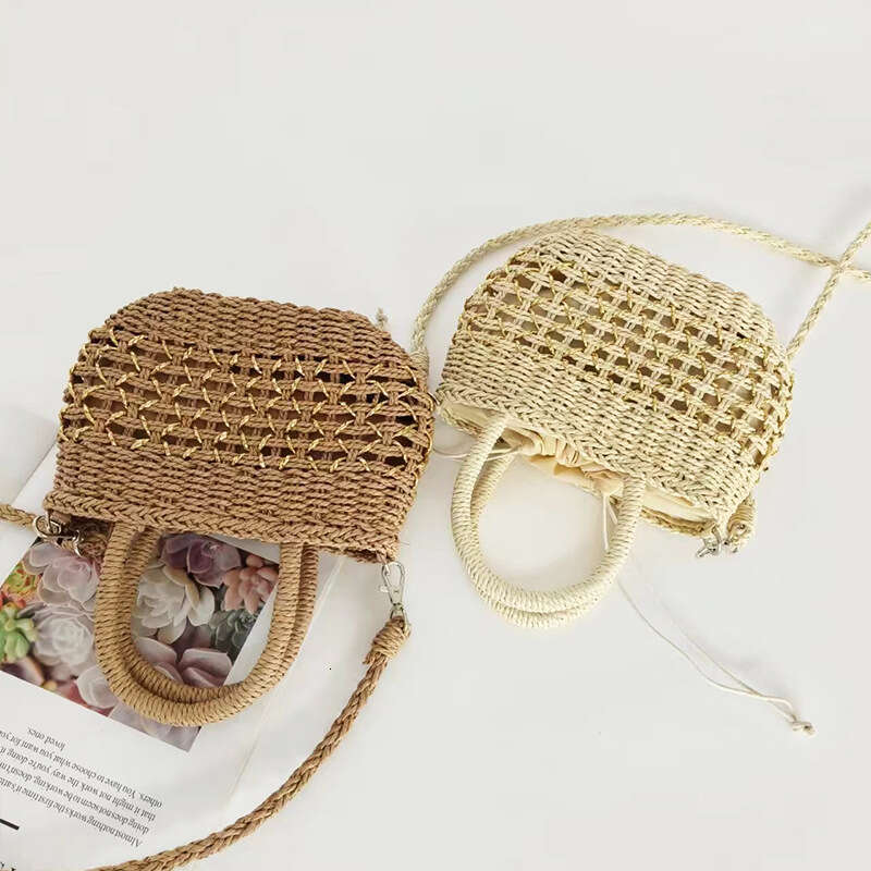 New Korean INS Straw for Women Handmade Woven Hollow Handheld Crossbody Fashion Sweet Summer Beach Bag