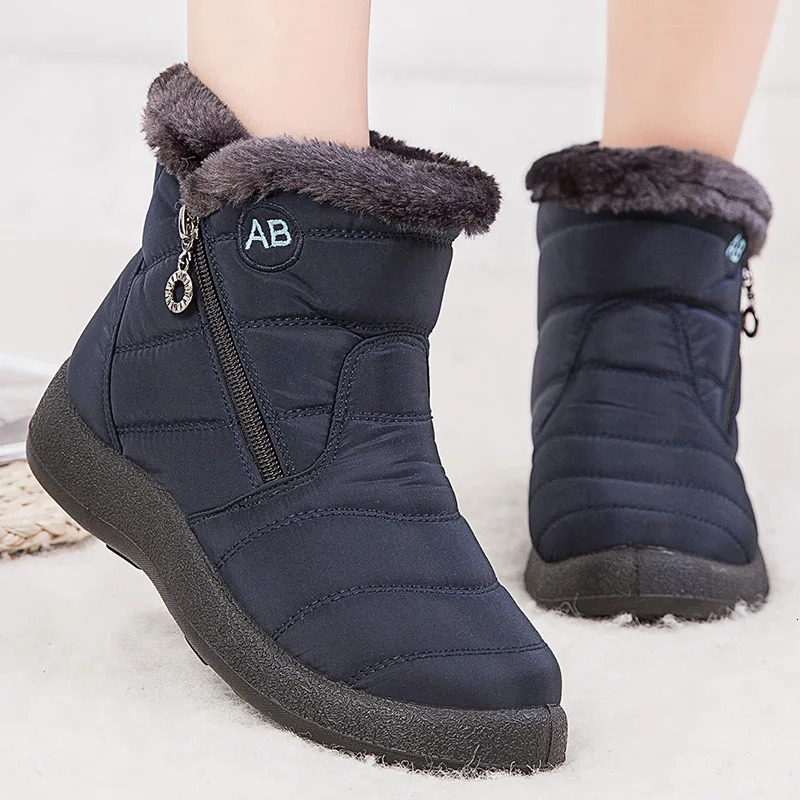 Womens Boots Keep Warm Ankle Boots Fur Winter Shoes Woman Waterproof Snow Boots Winter Botas Mujer Comfortable Black Footwear251020