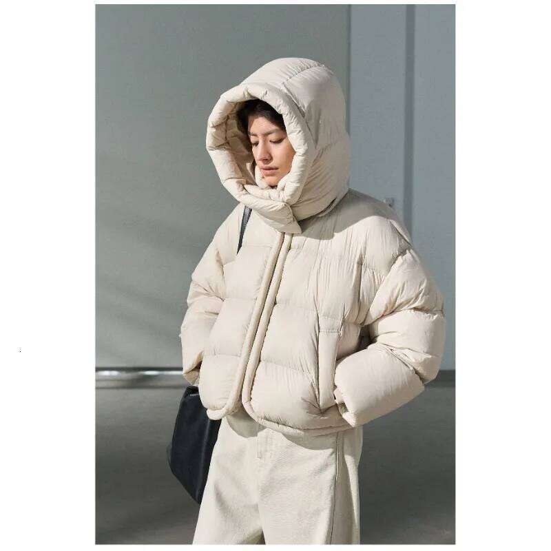 Winter Women's New Cropped Jacket Warm Stand-Up Collar Hooded Cotton Parkas High-End Thickened Bread Coat Outerwear Loose Womens Coat