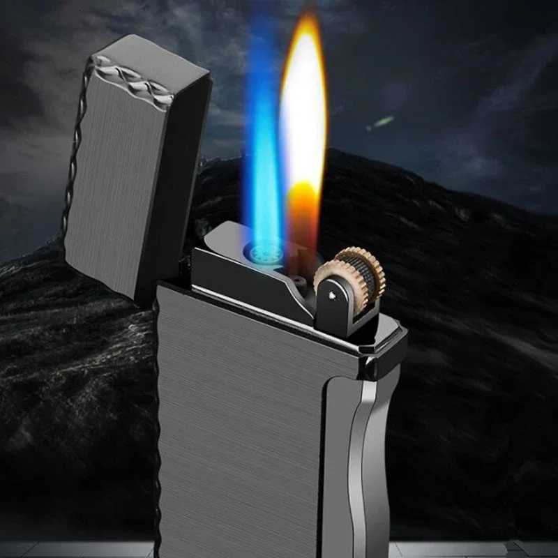 Creative Double Flame Gas Lighter Direct Injection Open Flame Convertible Butane Lighter Metal Material Unusual Lighter D251024