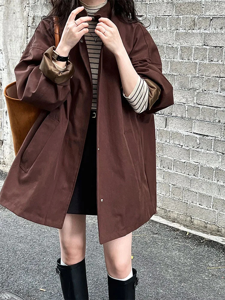 LANMREM Temperament Short Trench For Women Lapel Single Breasted Solid Color Pockets n Coat Spring 2Z2225 251021