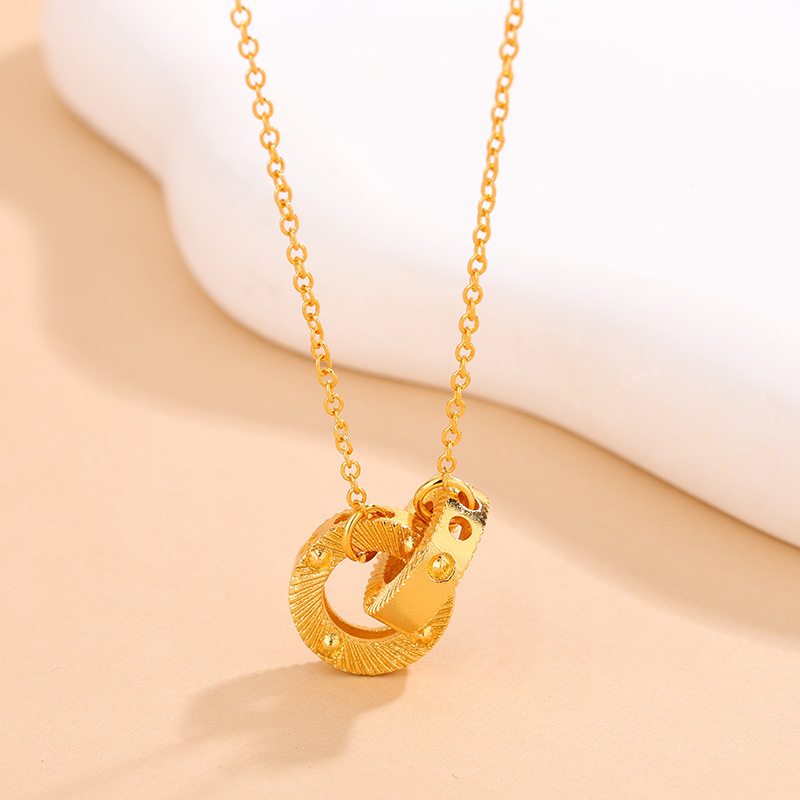 Gold necklace 18K gold plated double ring necklace for women light luxury, high-end, niche white shell pendant necklace designer necklace free shippin