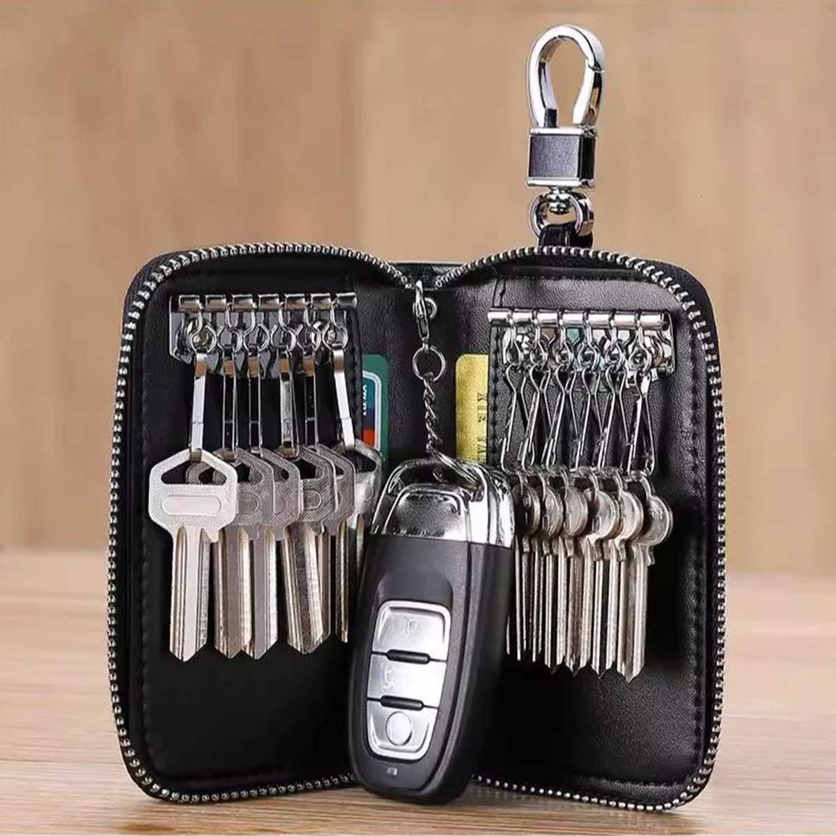 Portable PU Key Bag For Mens Waist Trailer Remote Control Key Protection Cover All Inclusive With Zipper Key Storage Organizer Z251023