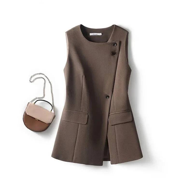Spring Autumn 2025 New Korean High-end Fashion Vest Women Office Casual Loose Sleeveless Blazers WaistCoat Outwear Ladies Tops dongdumaoyi