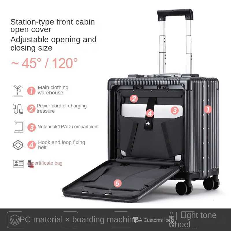Side opening small short distance luggage business travel trolley 18 inch horizontal boarding password box Boarding CaseW251024