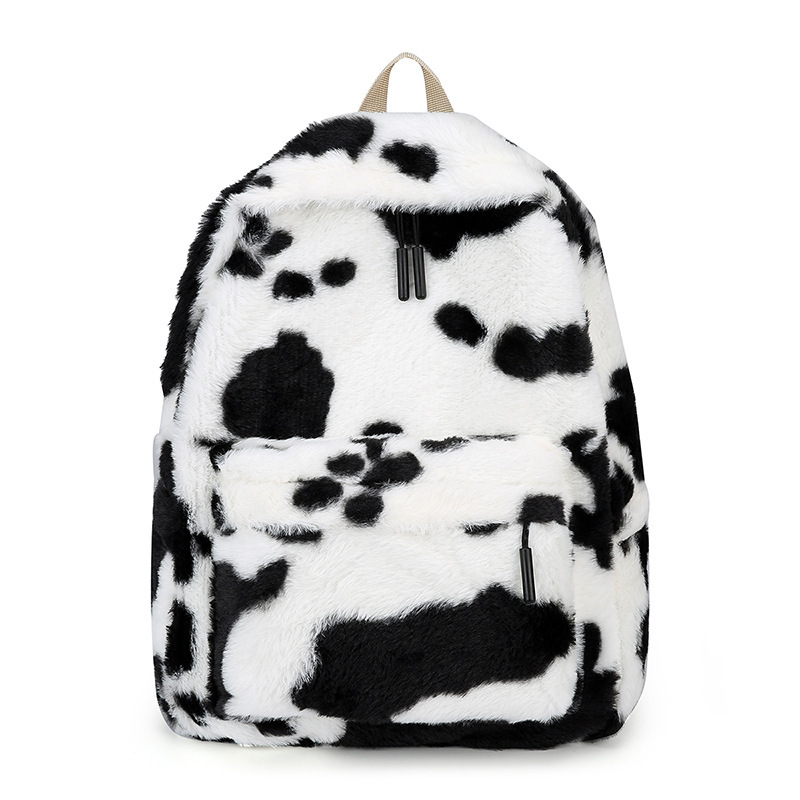 New Designer Plush High Value Backpack Designed by Female College Students, Korean Cute Cow Multi functional Fashion Backpack