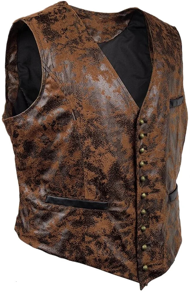 2025 Autumn and Winter Vneck Suede Single Breasted Jacket Vest Jacket Rivet Button Faux Leather Cow Waist Coat 251020