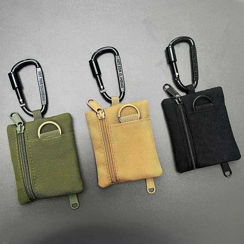 Outdoors Casual Canvas Small Wallet with Mountaineering Buckle Mini Coin Card Holder 2 Zipper Mens Key Pouch Z251023