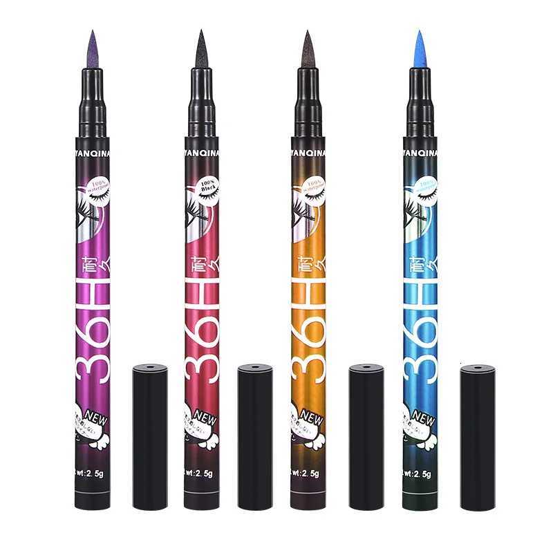 12 PcsBox Waterproof Liquid Eyeliner Black Brown Blue Purple Color LongLasting Eye Liner Pen FastDry Matte Colorful MakeupL251024