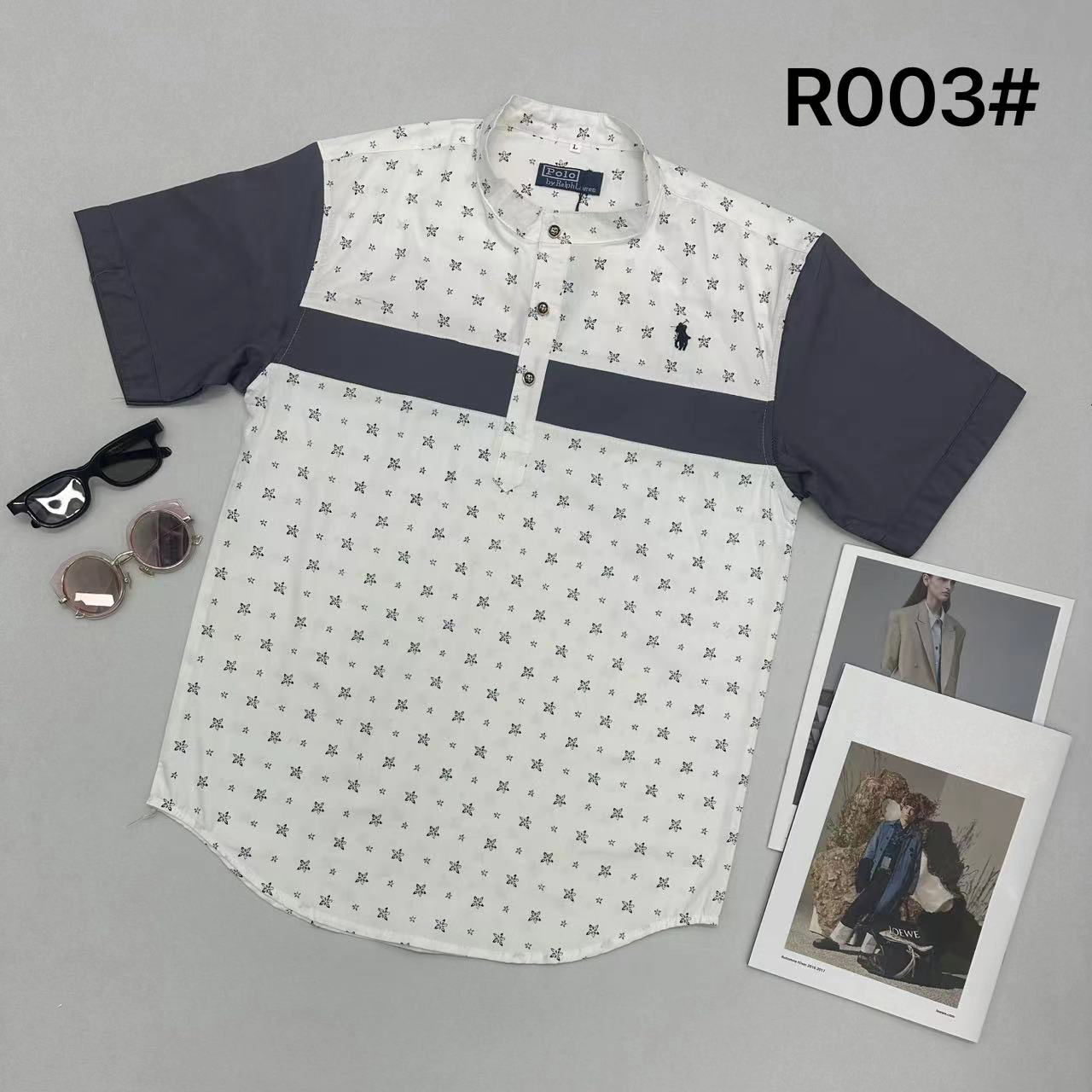 Men's Loose Printed Cotton Shirt - 100% Cotton, Breathable Soft, Trendy Printed Pattern, Casual Short Sleeve Shirt for Daily & Holiday(R003) - NO