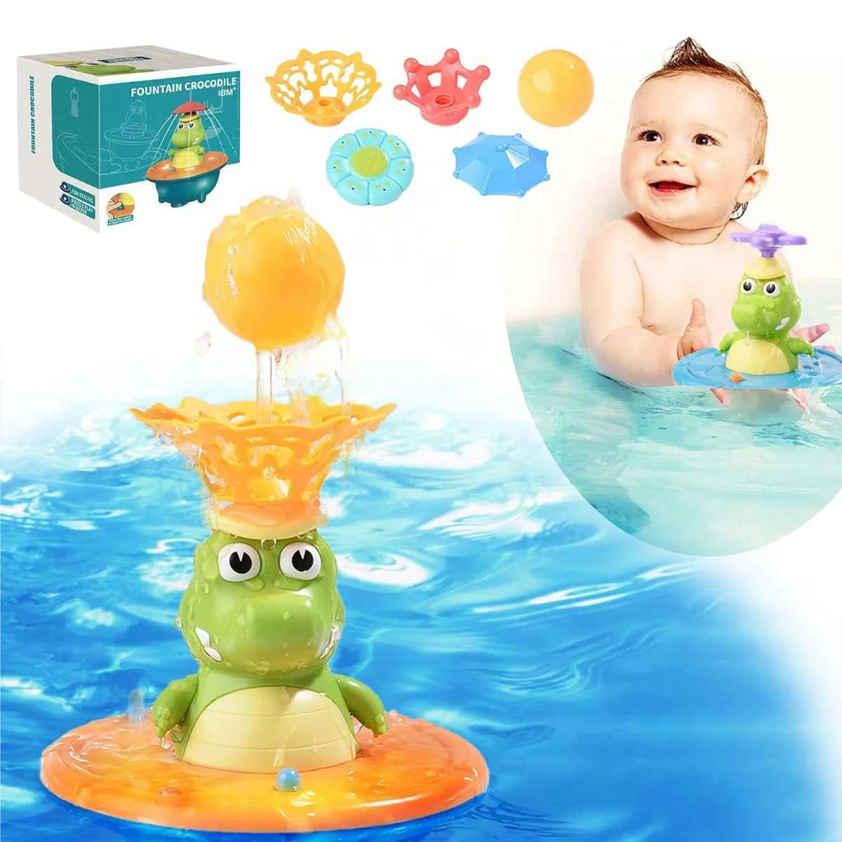 Crocodile Spray Water Toy with LED Floating Wind Up New Born Baby Bathtub Water fun Toys Preschool Toddler giftbathroom J251023