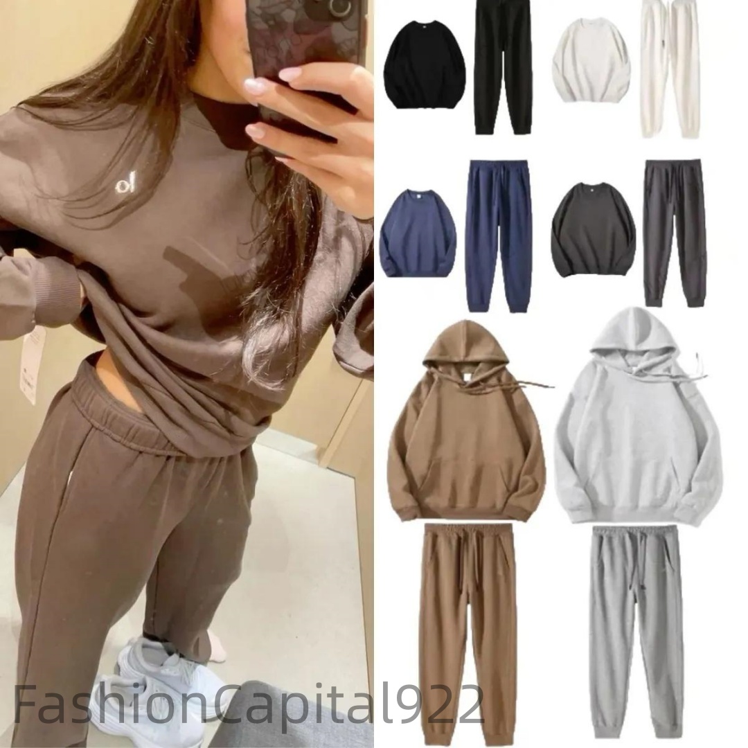 Yoga Set Sweatshirt Loose Long Sleeved Round Neck Top Gym Sweatwear Unisex Casual alosetness Sweat Tops Women clothes LongSleeved Round Neck yoga Gym sets Women's