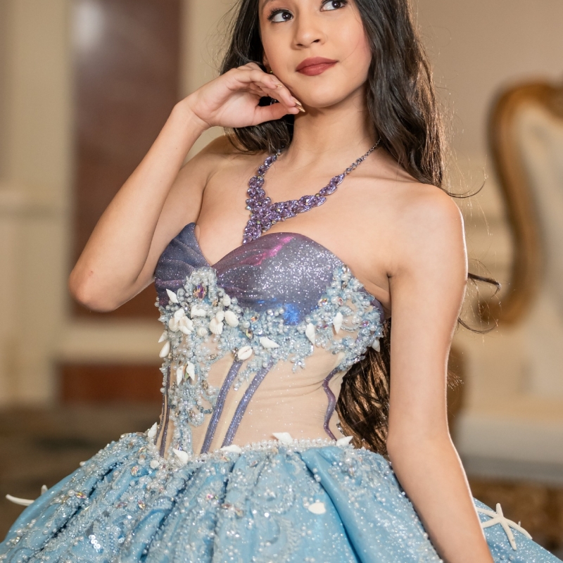 Blue Shiny Quinceanera Dresses Ball Gown Off The Shoulder Applique Beading Crystal Corset Tull Party Birthday Sweet 16 Dress Vestidos 15 De Anos