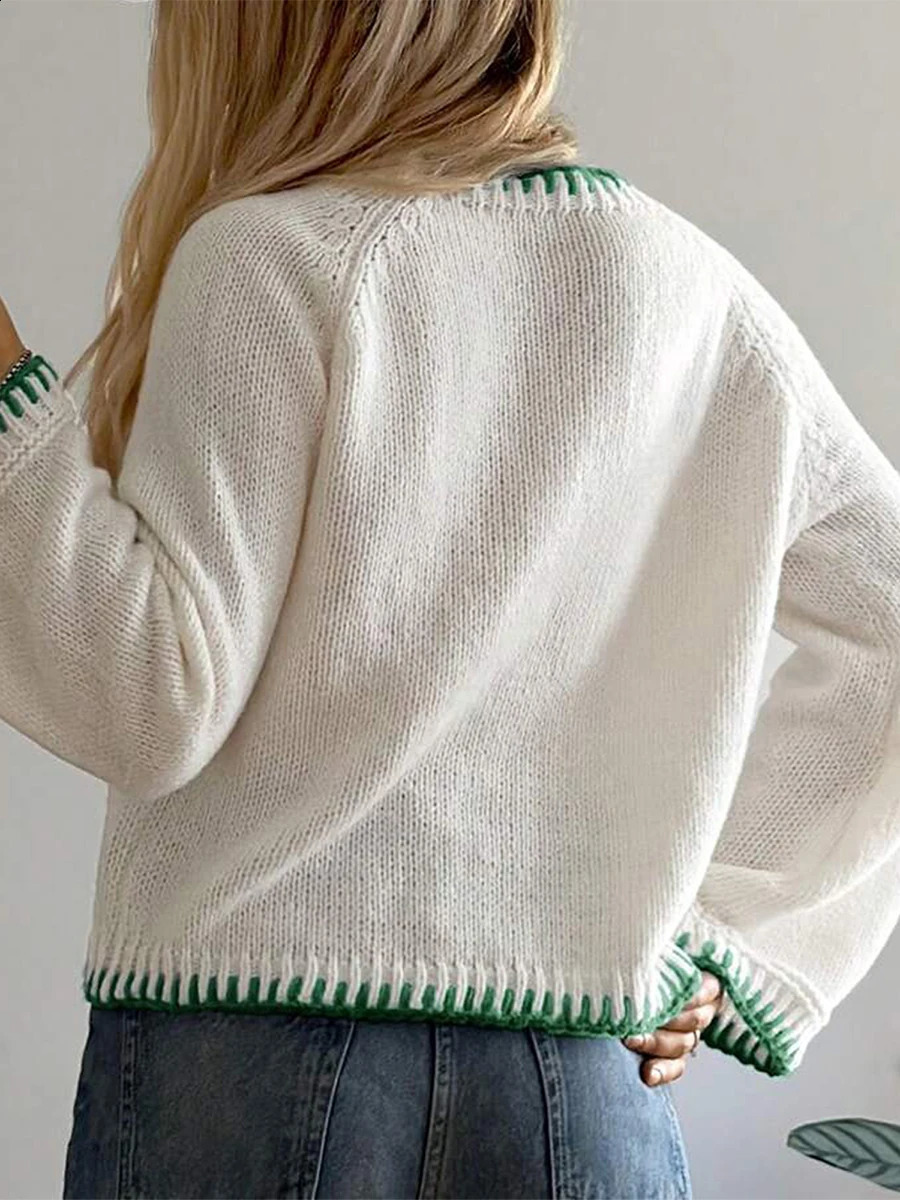 Maemukilabe Autumn Loose Knitted Sweater Fish Animal Pattern Long Sleeve Round Neck Pullover Jumpers Y2K Aesthetic Knitwear Tops 251023