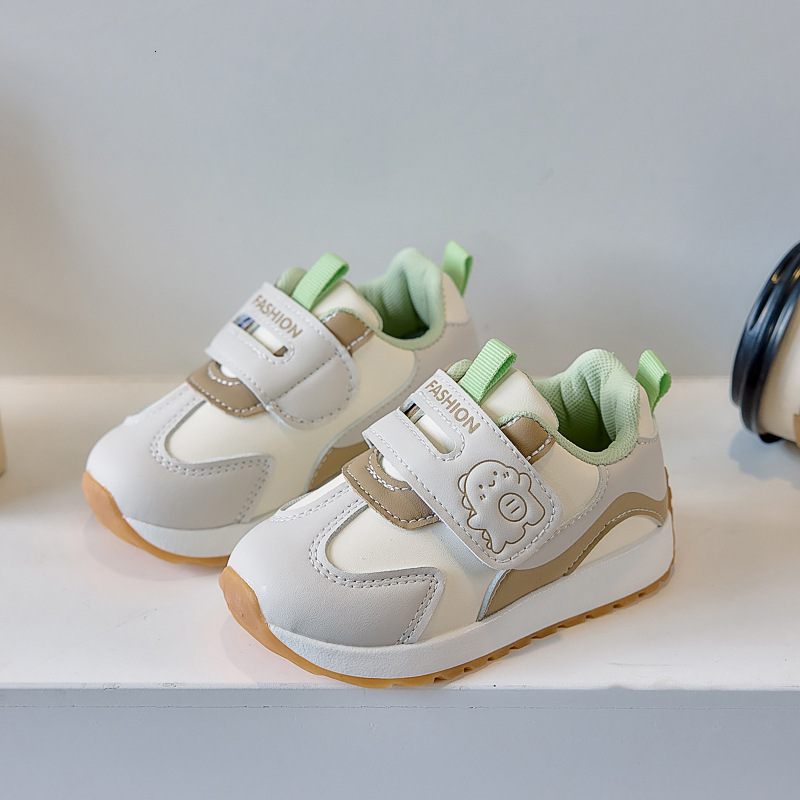 Leather luminous shoes, hook and loop functional shoes, fashionable and trendy shoes, anti slip sports shoes, casual children's shoes