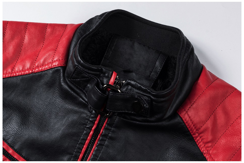 2025 Thin Spring and Autumn cross-border casual mens leather jacket fashionable patchwork motorcycle retro leather jacket