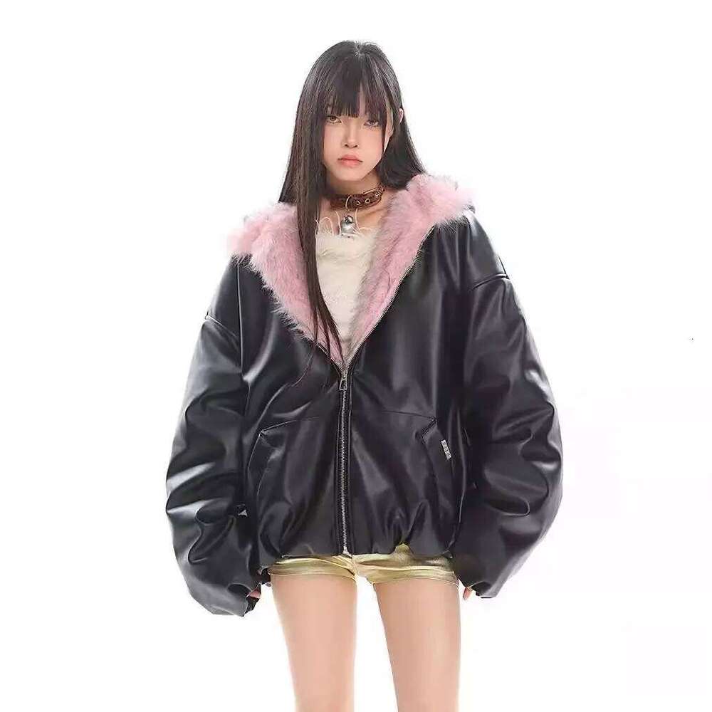 Korea Fuax Fur Hooded Parkas Y2k Coats Vintage Thicken Loose Casual Chaqueta Tops Fashion Snow Wear Women Jackets Abrigos 2025 Womens Coat