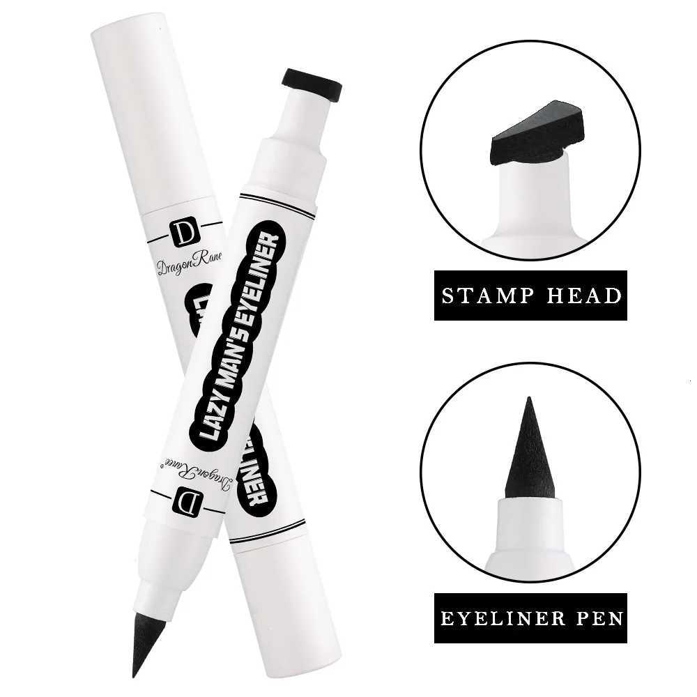 Make Up DoubleEnd Seal Black Eyeliner Eyelid Marker Waterproof LongLasting 2 In 1 Triangle Stamp Eye Liner Makeup CosmeticsL251024