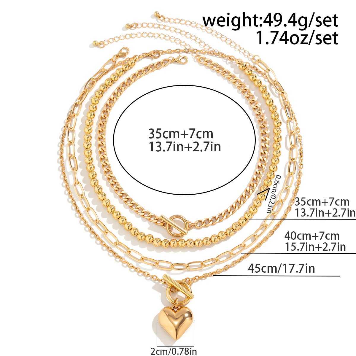 PuRui Multilayer CCB Heart Charm Choker for Women Link Chain Beaded Necklace Jewelry On The Neck Collar Party Ladies Gifts NewXJ251024