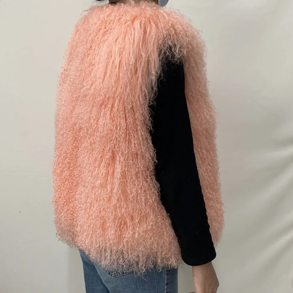 Womens ious Fluffy Warm Mongolian Sheepskin Short Vest Coat Spring Autumn Sexy Wool Outerwear Collection 251018