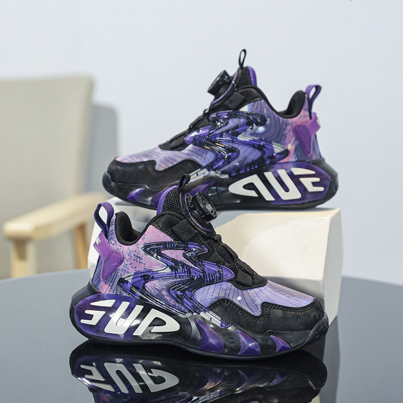 Boys' shoes, wear-resistant luminous shoes, anti slip fashionable trendy shoes, breathable leather basketball shoes, campus girls' casual ch