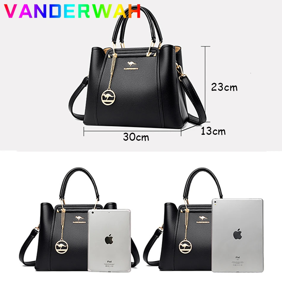Soft Leather Handbags Women Bags er 3 Layers Shoulder Crossbody Sac Ladies Large Capacity Shopping Messenger Tote 251023