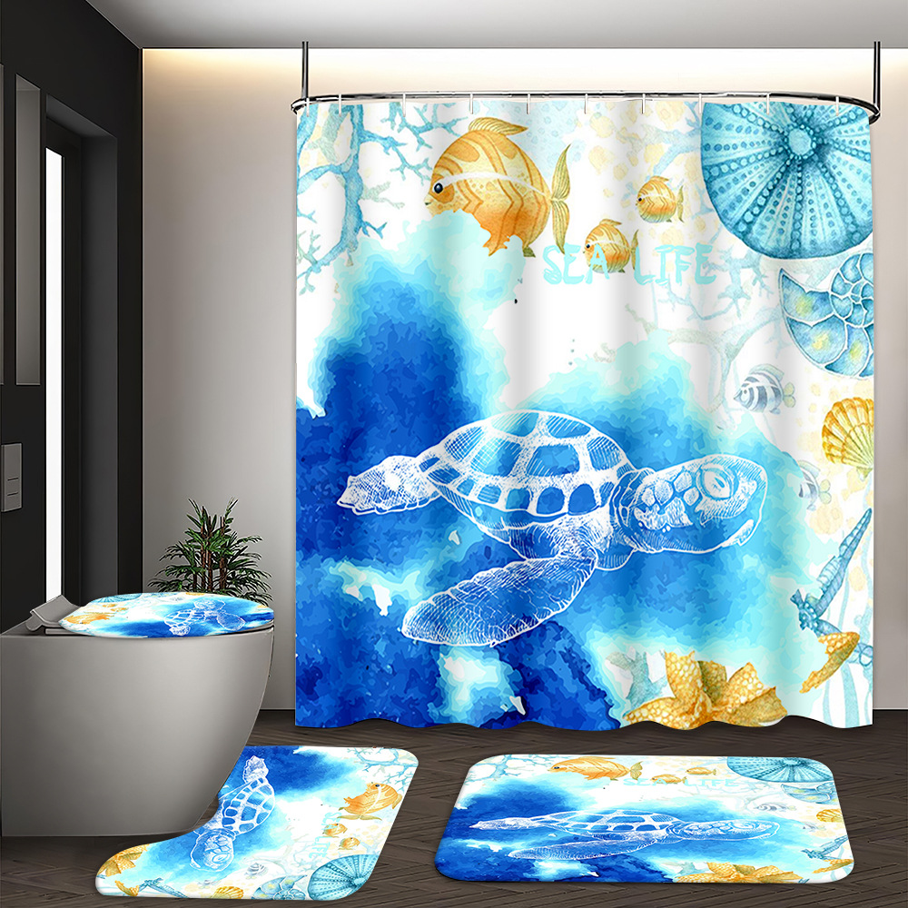 YL-37542 waterproof polyester digital printed marble pattern shower curtain bathroom double layer shower curtain