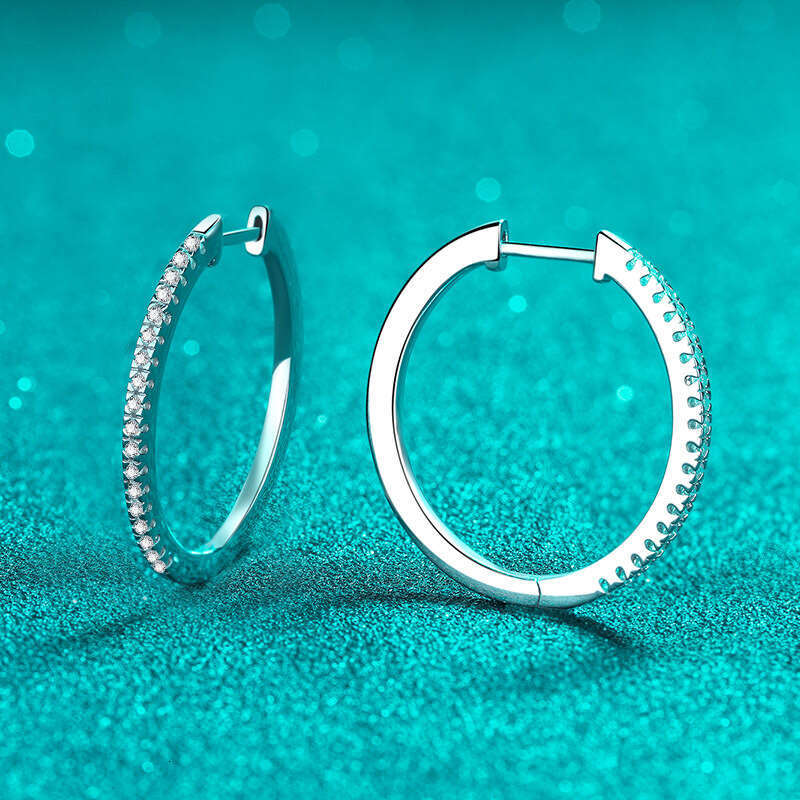 DHCollections-- Sterling Sier Large Hoop Moissanite Earrings for Women PT950 Gold Plated Jewelry Ear Buckle