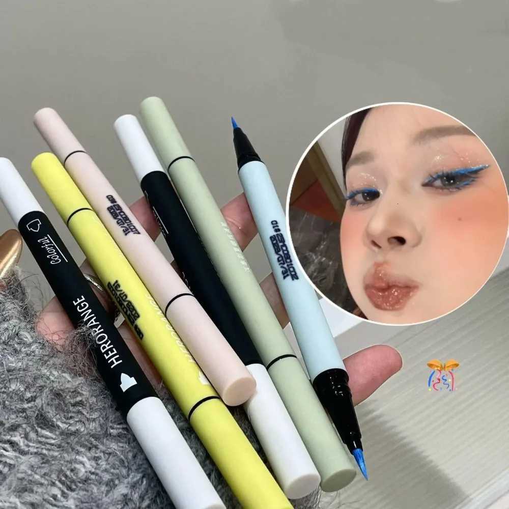 Pearlescent 2 in 1 Liquid Eyeliner Pen Waterproof Matte Glitter Brightening Highlighter White Blue Shimmer Eye Liner MakeupL251024