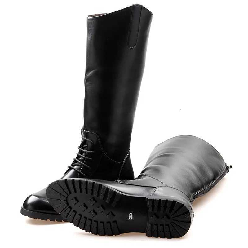 Fashion Casual Tall Leather Boots Back Zipper Mens Cowboy Boots Long Cavalier Soft Leather Riding Boots Motorcycle Boots 3746 W251024