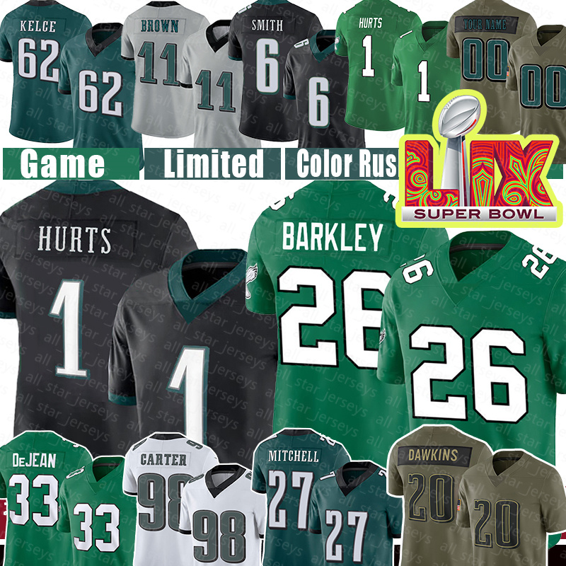Cooper DeJean Football Jerseys Jalen Hurts Saquon Barkley Brown Jason Kelce Brian Dawkins Quinyon Mitchell Jalen Carter DeVonta Smith Jihaad Campbell