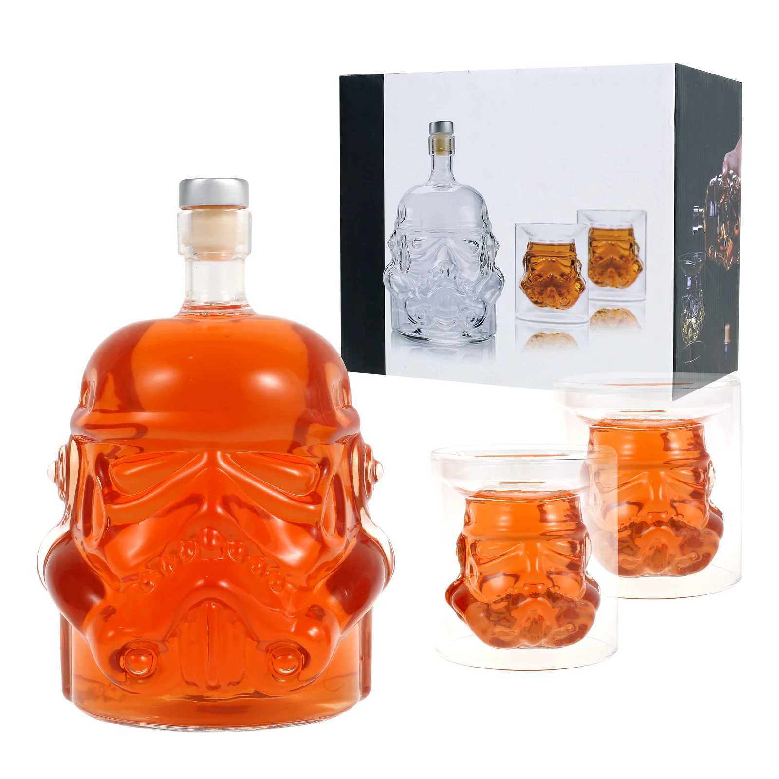 Whiskey Decanter with 2 es 750ml Transparent Wine Decanter Creative Bourbon Decanter and Set Whiskey Decanter Y251024
