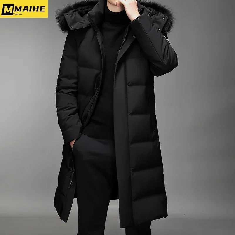 Mens Thickened Down Jacket 30 Winter Warm Down Coat 2024 New Men Fashion Long White Duck Hooded Down Parkas Plus Size 5XL Z251024