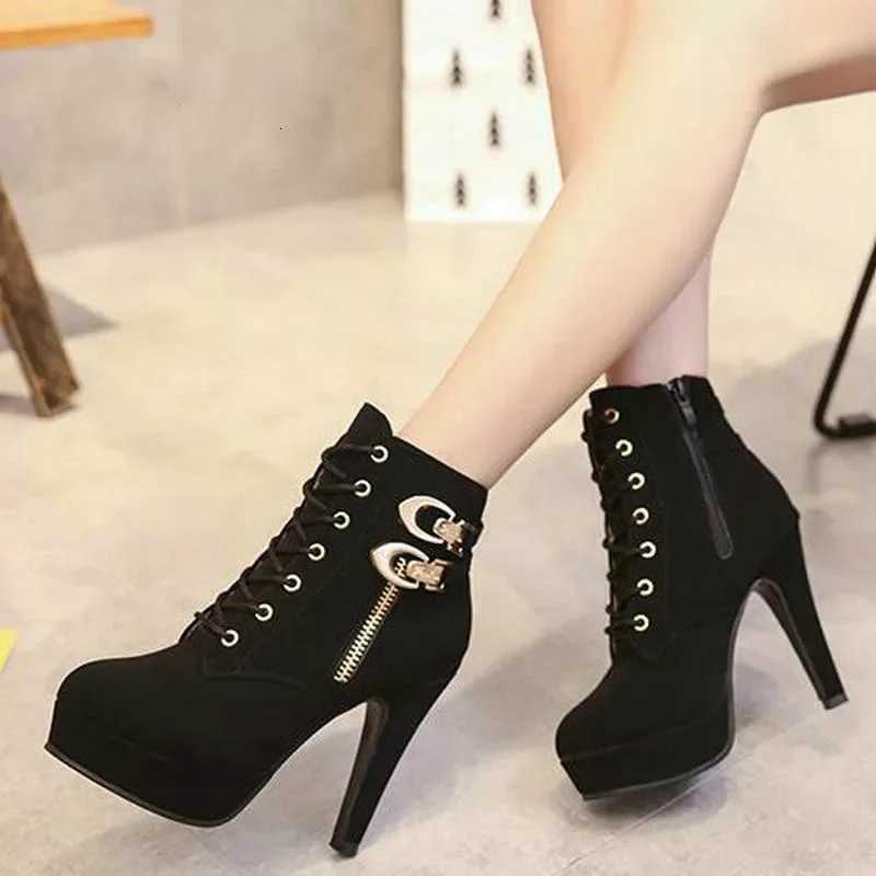 Plus Size Ankle Boots Women Platform High Heels Female Lace Up Shoes Woman Short Boot Casual Ladies Footwear Drop Ship58 W251024
