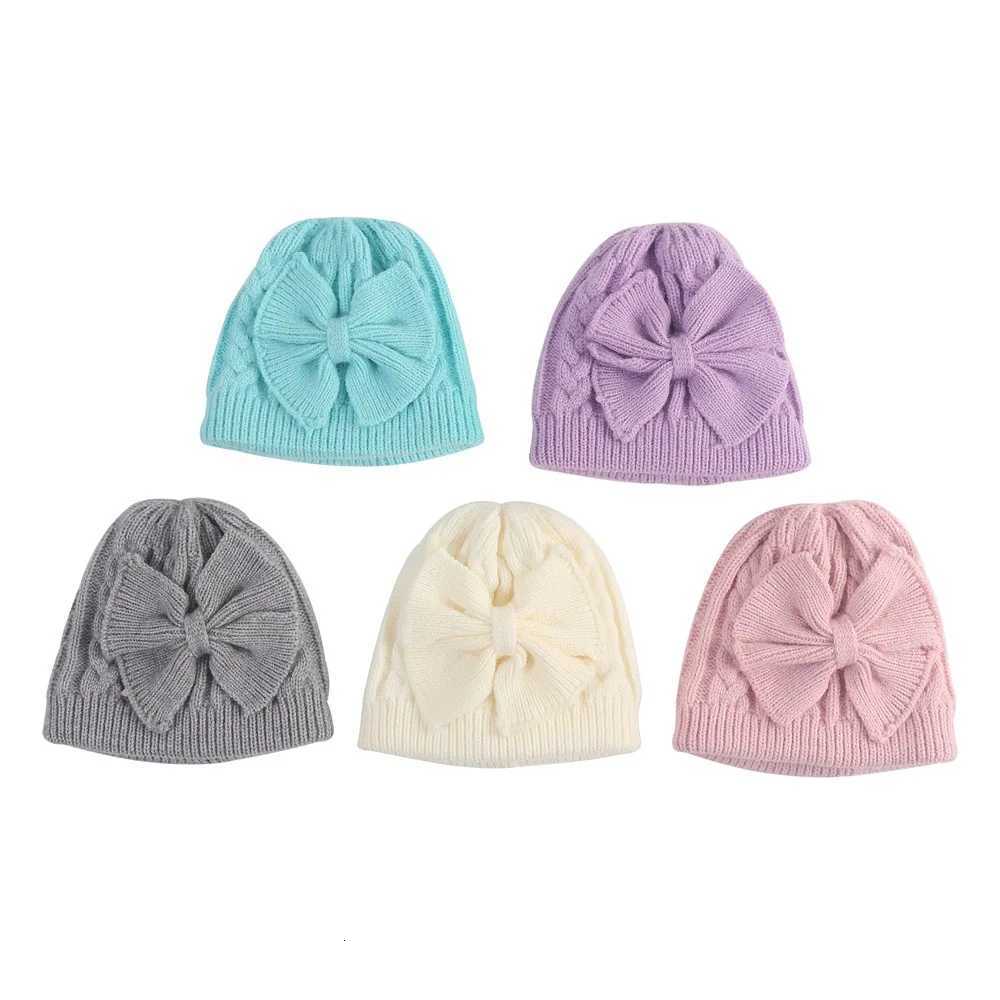 02Y Baby Knit Hat with Large Bow Soft Stretchy Winter Hat for Girls Boys Lightweight Warm Beanie for Christmas ThanksgivingL251024