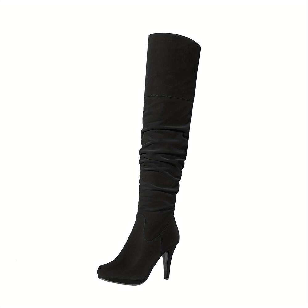 Women's Black Thigh High Chunky Heel Platform Over The Knee Boots Size 9.5 M US Sarah-Hi