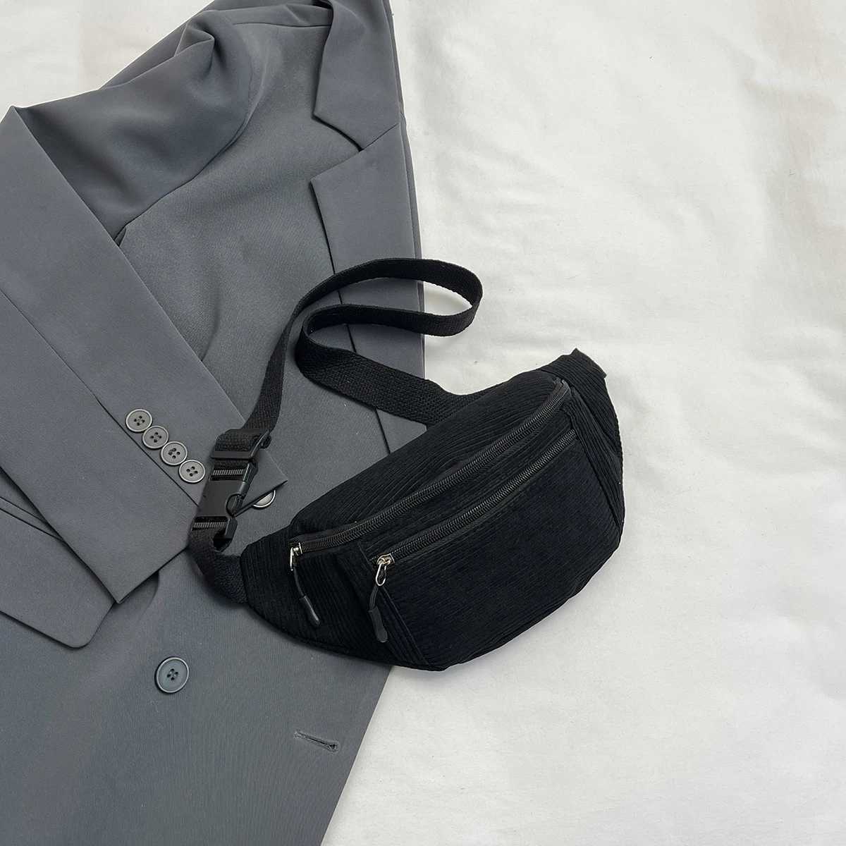 Casual Corduroy Belt Bags for Men Women Fashion Fanny Pack Female Banana Waist Bag Hip Purse Shoulder Crossbody Chest Bag PocketL251024