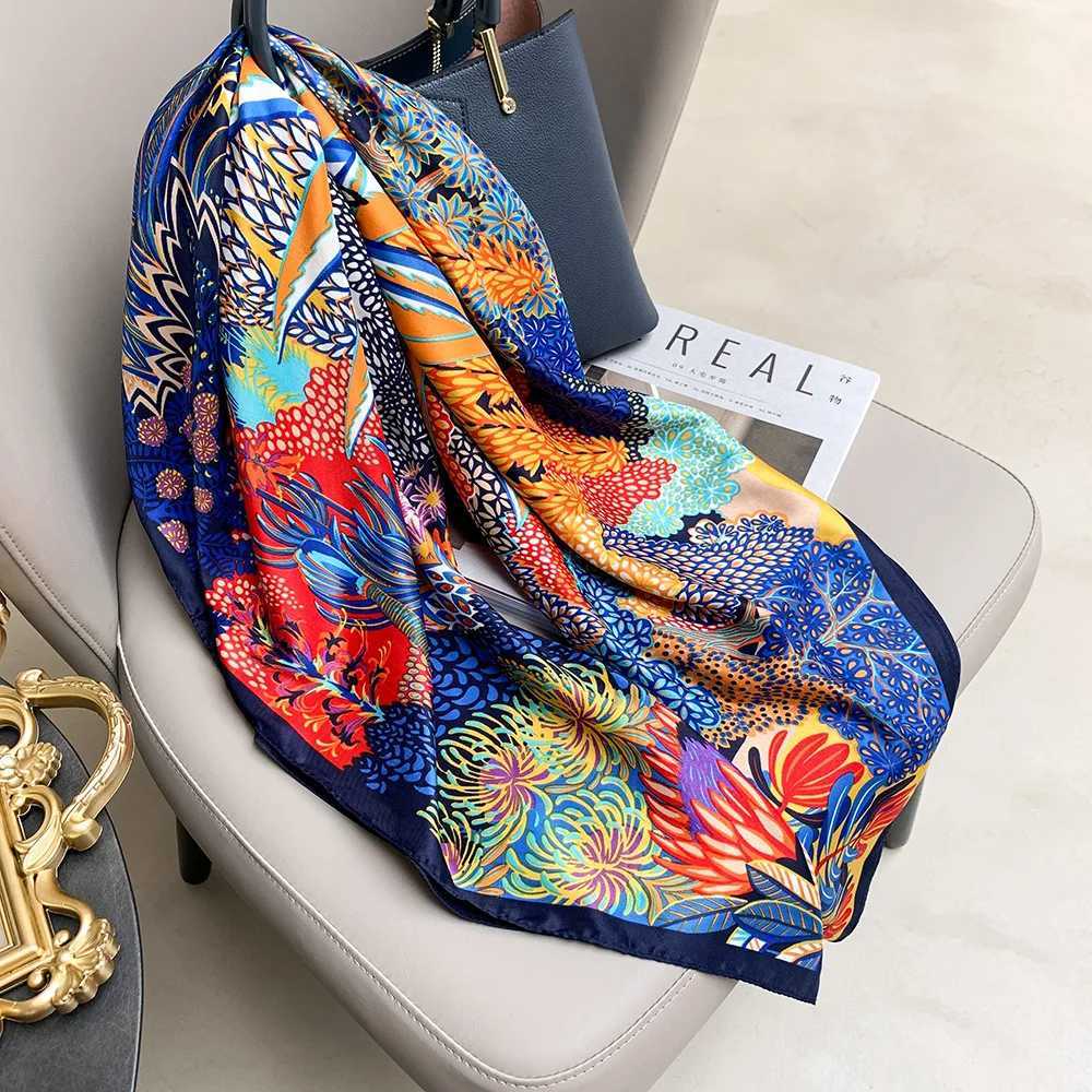 9090cm Wen Scarf Silk Feeling Hair Neck Square Brand Off band muffler Waiter Flight Attendants Handkerchief Rings wr Y251024