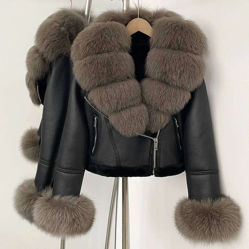 Reality Winter Real Cuffs Clothes Women Short Faux Leather Fake Inner Jacket Female Thick Warm Coat