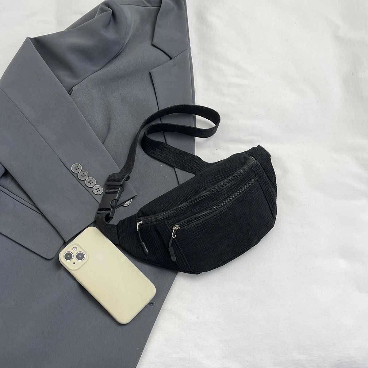 Casual Corduroy Belt Bags for Men Women Fashion Fanny Pack Female Banana Waist Bag Hip Purse Shoulder Crossbody Chest Bag PocketL251024