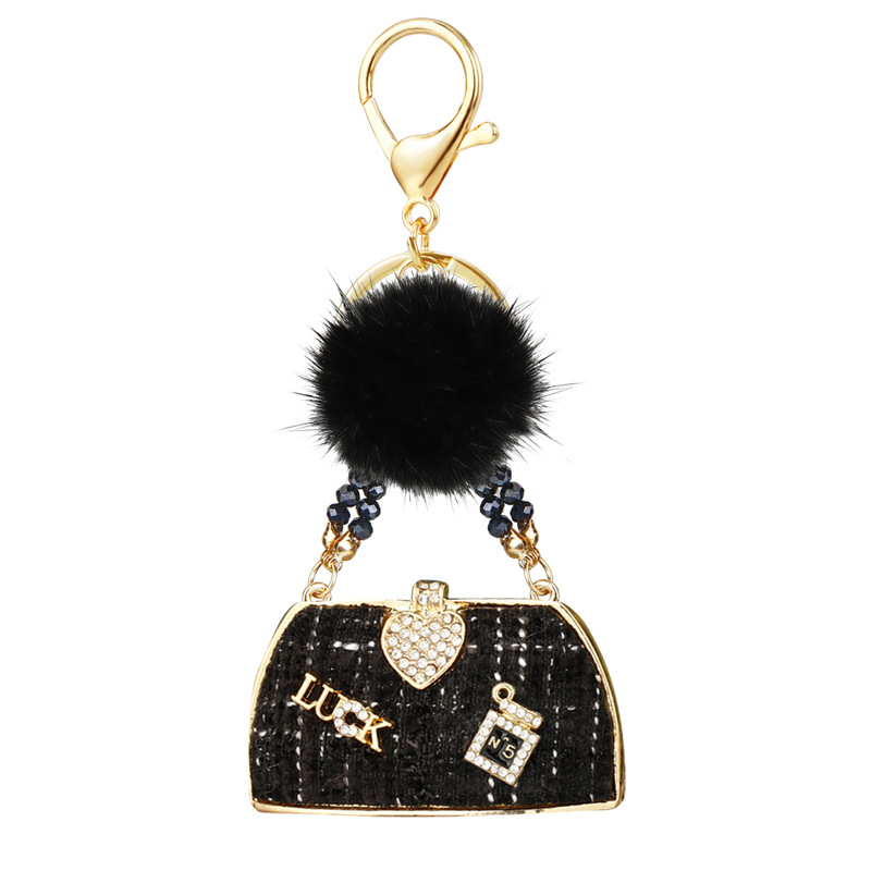 Lucky Wealth Creative designer Mink Fur Bag Keychain Cute Car & Bag Charm, Exquisite Key Chain (Wholesale)