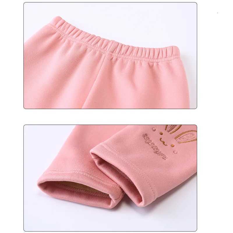 Girls Velvet Thick Leggings Autumn Winter Children Cartoon Rabbit Keep Warm Pants Kids Cute Print Solid Trousers 2 To 8 YearsT251024