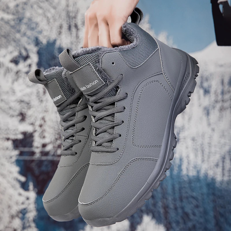 Winter Mens Boots Warm Plush Mens Snow Boots High Quality Winter NonSlip Sneakers Outdoor Mens Hiking Ankle Boots Work Shoes251020