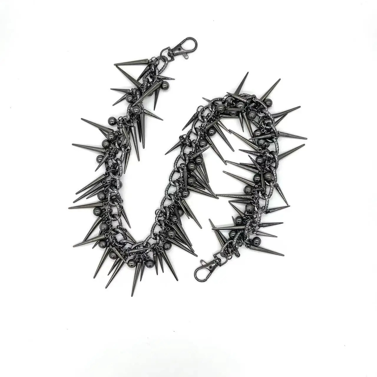 Mens and womens fashionable rock accessories punk hiphop black gun plated rivet metal pants chain retro keychain 251023
