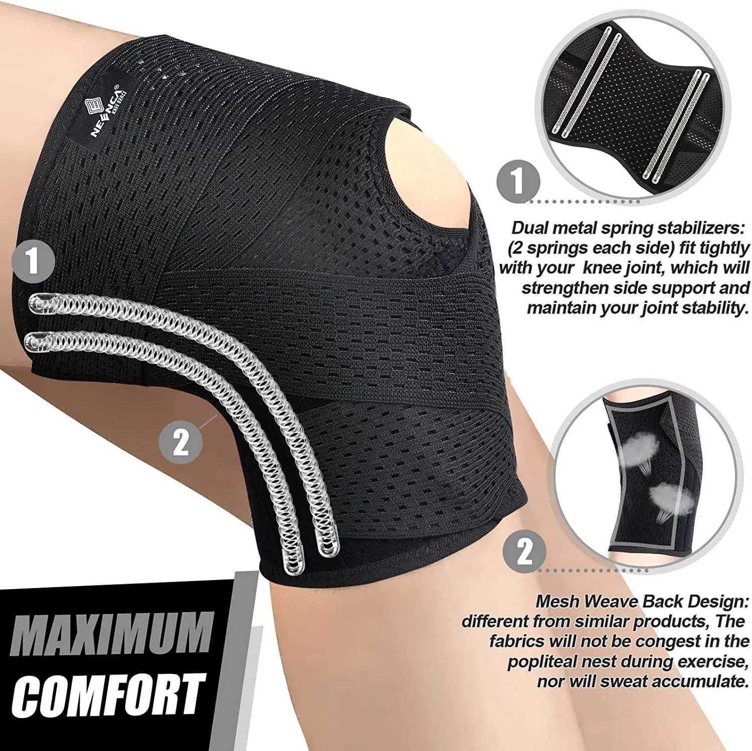 NEENCA Knee Brace for Knee Pain Compression Knee Support with Air Mesh Fabric Side Stabilizers Meniscus Tear ACL Arthritis Relie Y251024