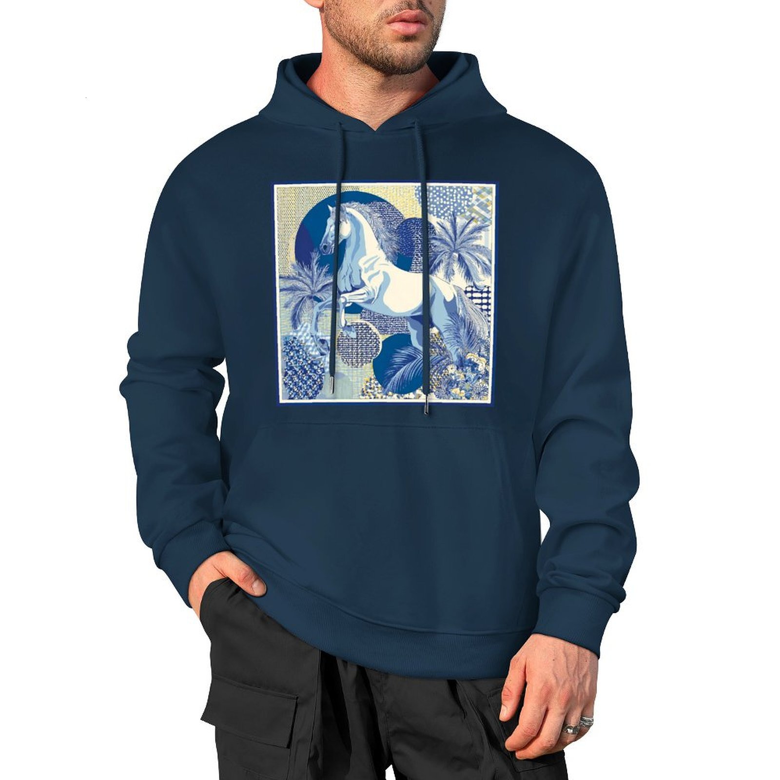 H Designer Fall Winter Hoodie Luxury Horse Print Design Unisex Long Sleeve Streetwear Hip Hop Oversized Fit Hoodie Men's Fashion Apparel H48